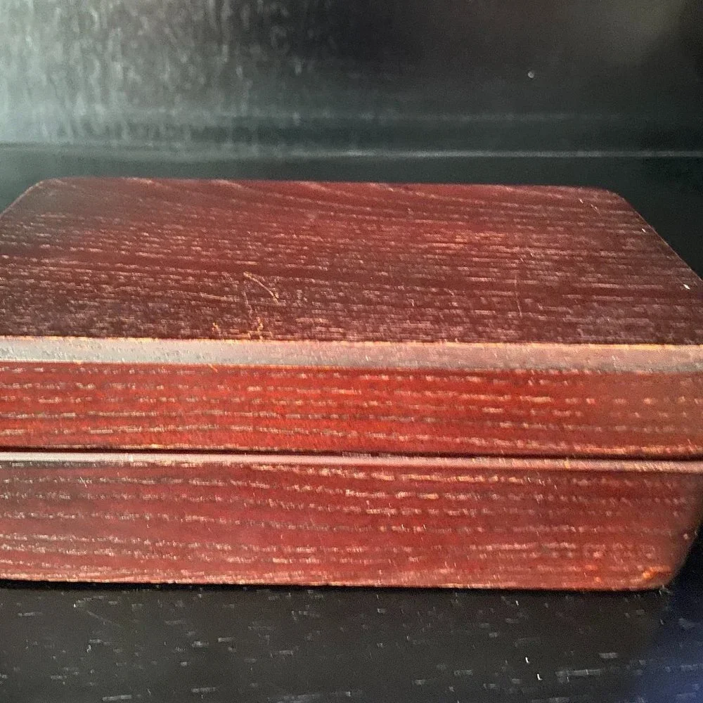 Vintage jewelry box Red wood  Velvet